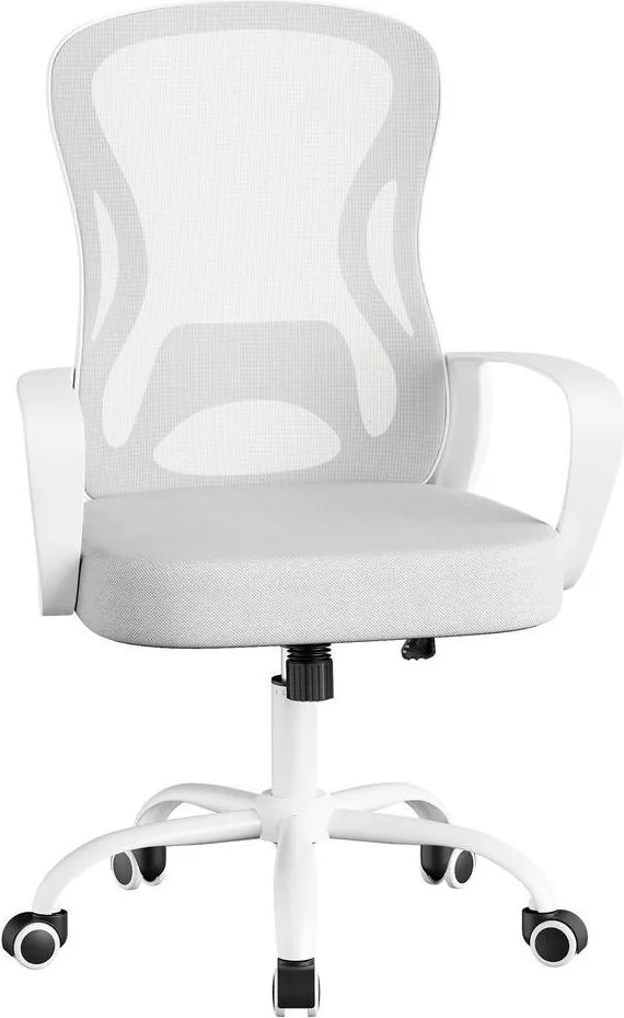 Cadeira de escritório ergonómica de malha, 60 x 60 x (95,5-105,5) cm com função de balanço cinzento-branco