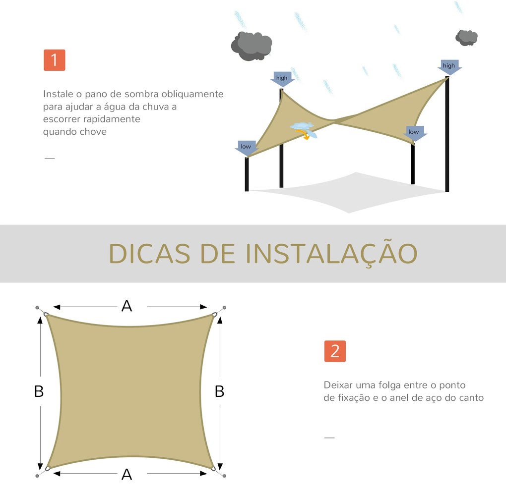 Outsunny Vela de Sombra Retangular 3x4 m Toldo Vela de HDPE com Proteç