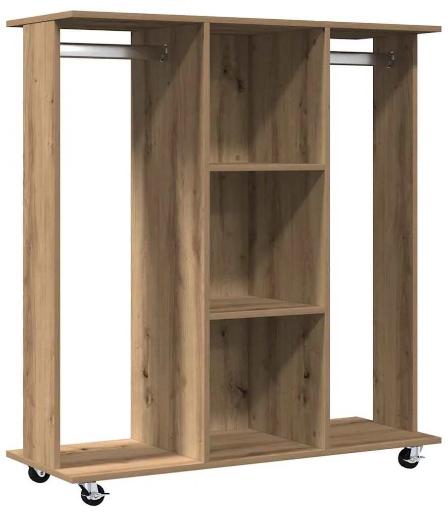 Guarda-roupa com rodas Carvalho Artesanal 102x38x110 cm Madeira Recons