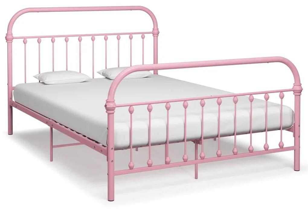 284513 vidaXL Estrutura de cama 140x200 cm metal rosa