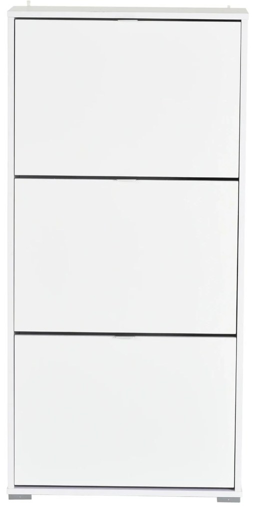 HOMCOM Armário de Sapatos Moderno Sapateira para Corredor Entrada com 6 Prateleiras de Armazenamento Espaço de Exibição 60x26x124cm Branco