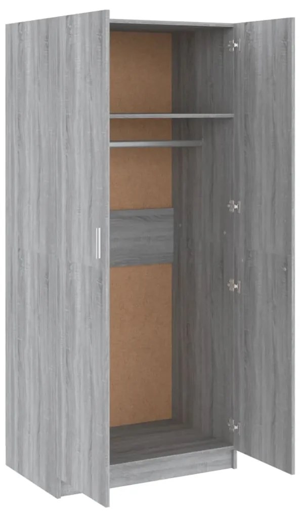 Roupeiro 80x52x180 cm derivados de madeira cinzento sonoma
