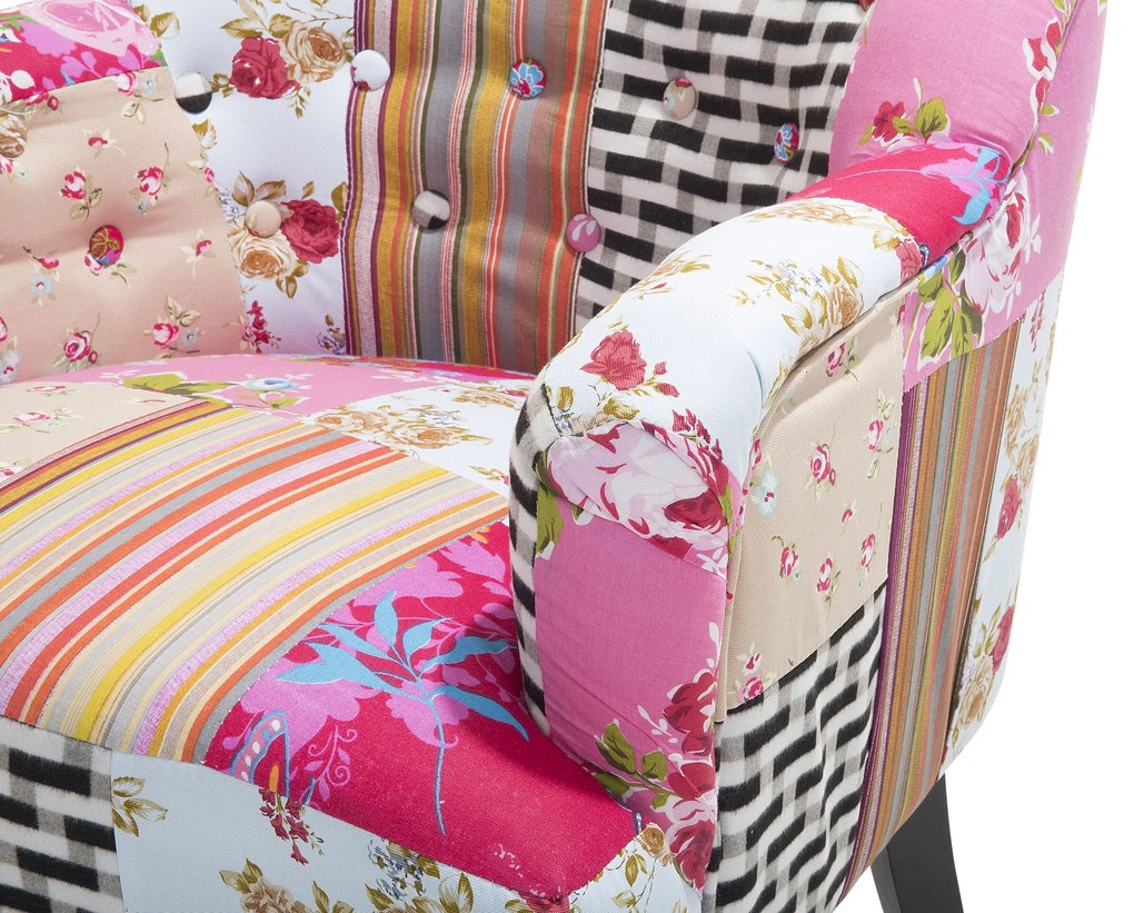 Poltrona em tecido patchwork rosa MANDAL Beliani
