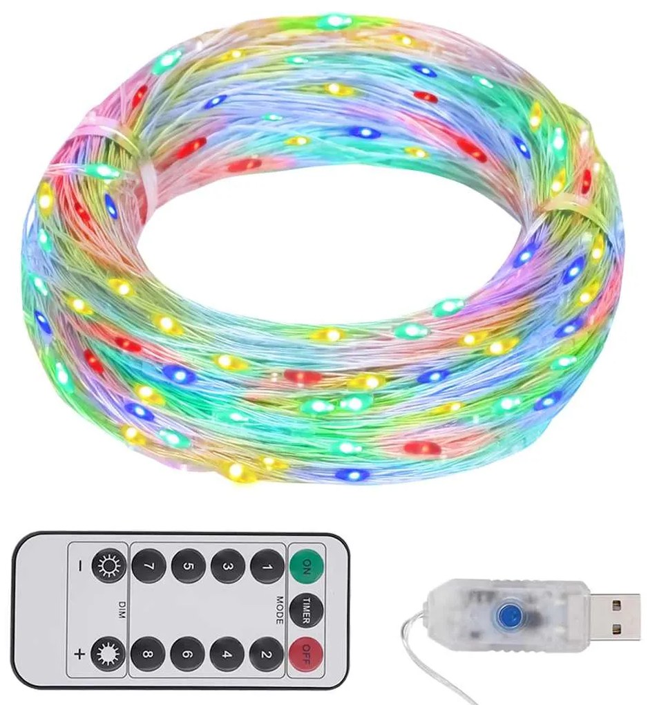 vidaXL Cordão de luzes com 300 LED 30 m multicor