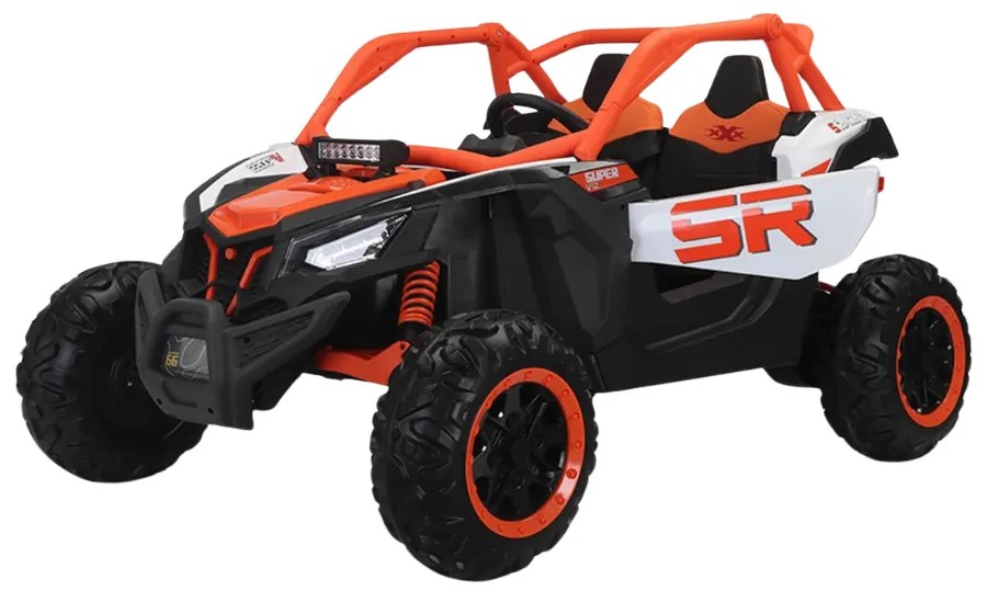 Carro elétrico para Crianças 24V 4x4 2 Lugares Buggy SR SUPER 66 Rodas de espuma EVA, Assento Couro Laranja