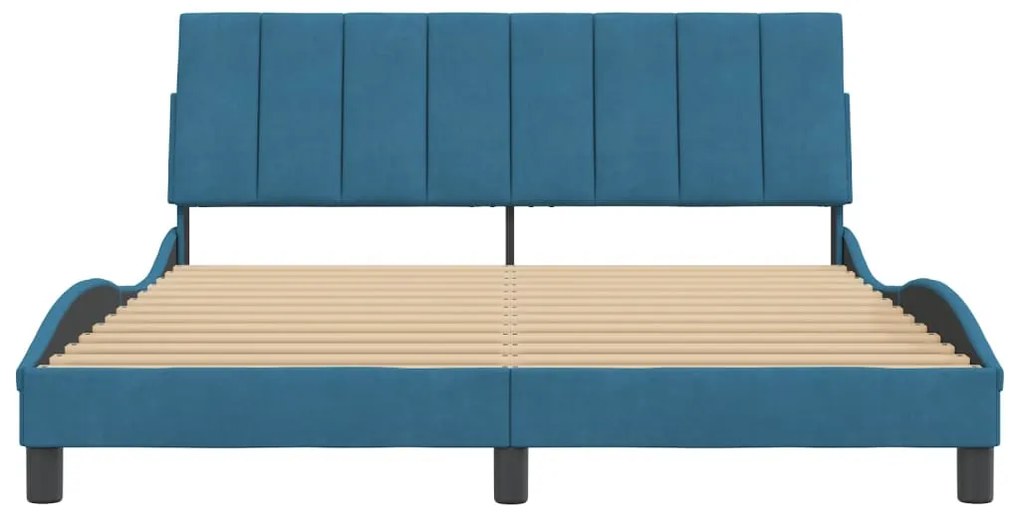 Estrutura de cama c/ cabeceira 160x200 cm veludo azul