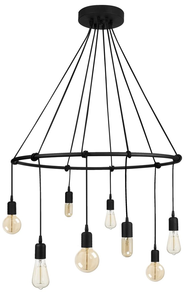 Candeeiro Salkim – Preto – Diâmetro 80 cm, Altura Ajustável até 180 cm