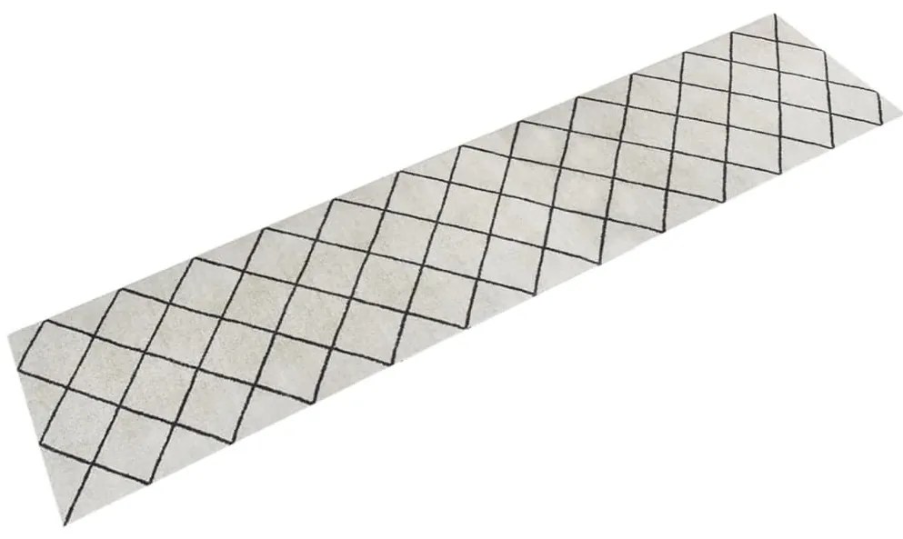 vidaXL Tapete de cozinha lavável 60x300 cm veludo padrão quadrados