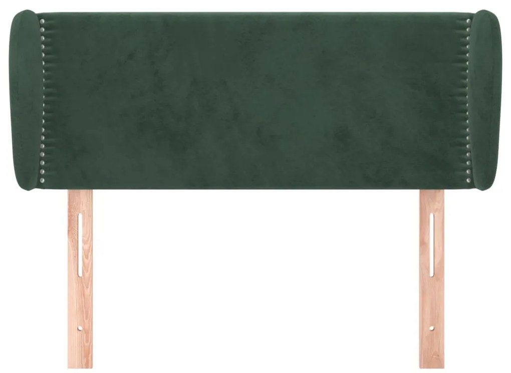 Cabeceira de cama c/ abas veludo 103x23x78/88cm verde-escuro