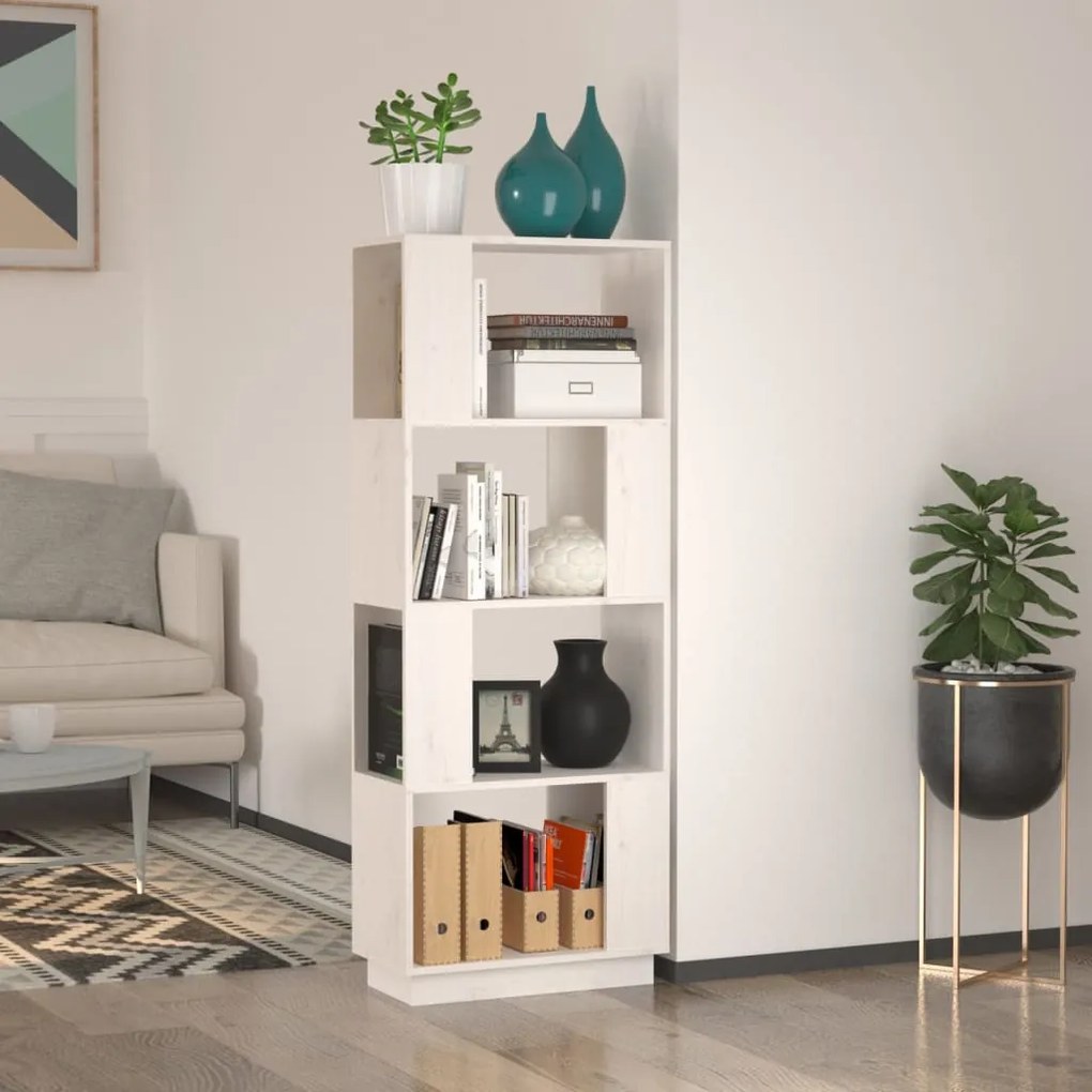 814040 vidaXL Estante/divisória 51x25x132 cm pinho maciço branco