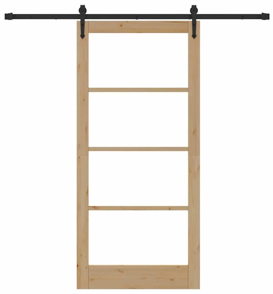 Conjunto de Porta Deslizante vidaXL com Material 93x202 cm Madeira Sól