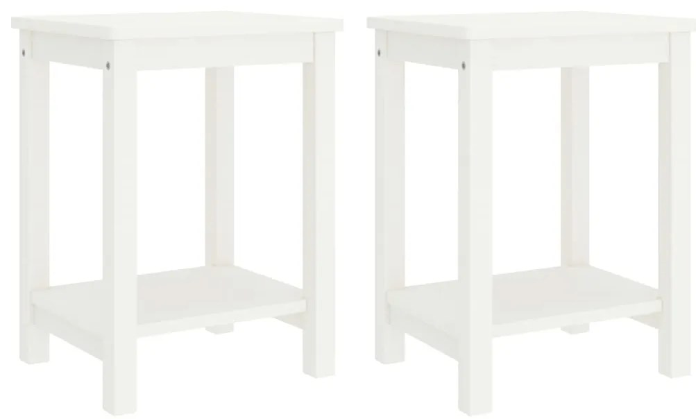 vidaXL Mesas de cabeceira 2 pcs 35x30x47 cm pinho maciço branco