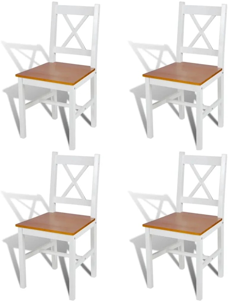 vidaXL Cadeiras de jantar 4 pcs madeira de pinho branco