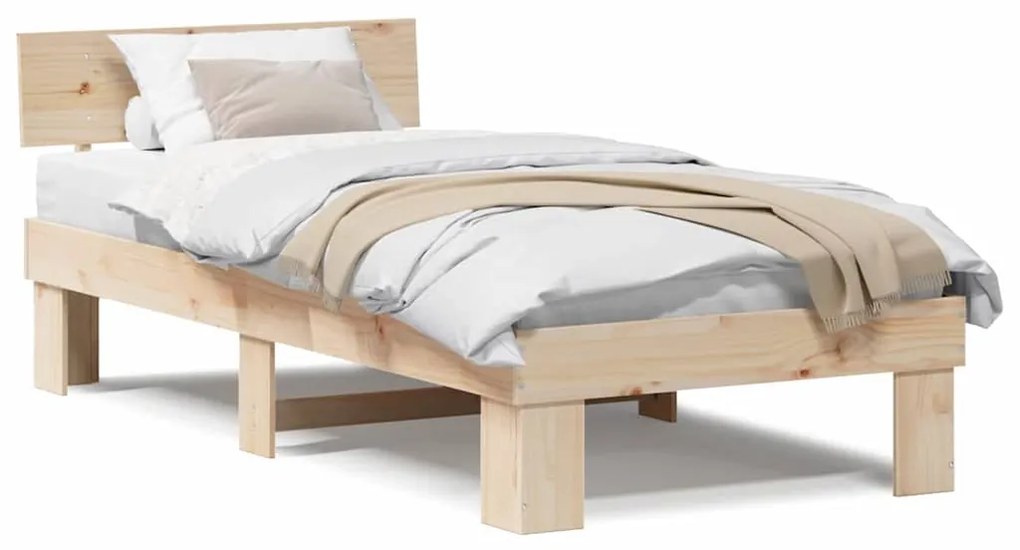 Estrutura da Cama com cabeceira Castanho 90 x 190 cm