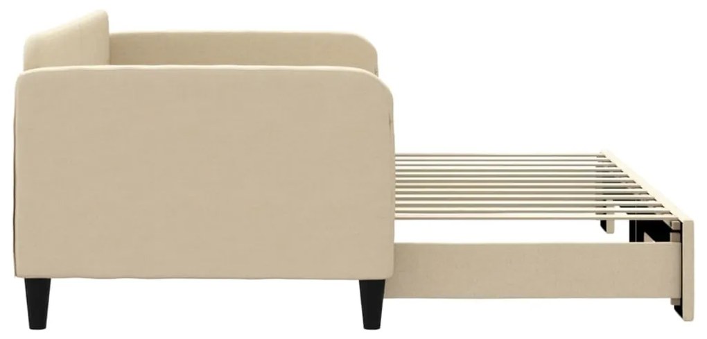 Sofá-cama com gavetão 90x200 cm tecido cor creme