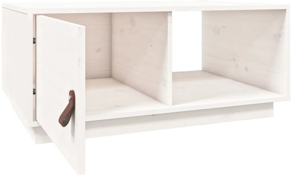 Mesa de centro 80x80x35,5 cm madeira de pinho maciça branco