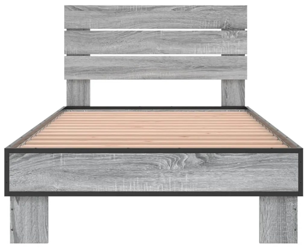 Estrutura cama 100x200 cm derivados madeira/metal cinza sonoma