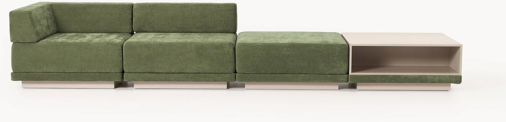 Sofá modular Colin (4 lugares) com mesa de centro e pufe