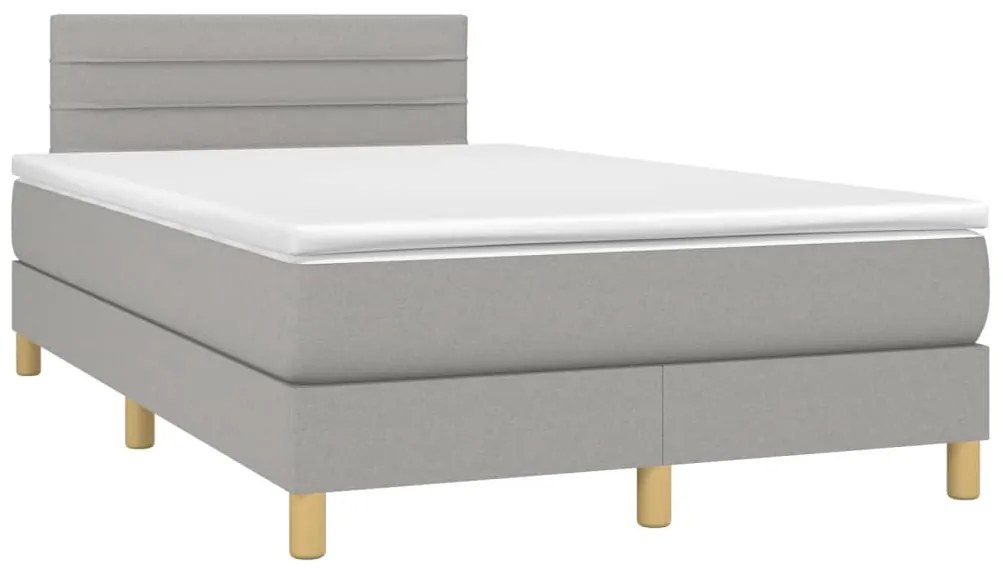 Cama com molas/colchão 120x200 cm tecido cinza-claro