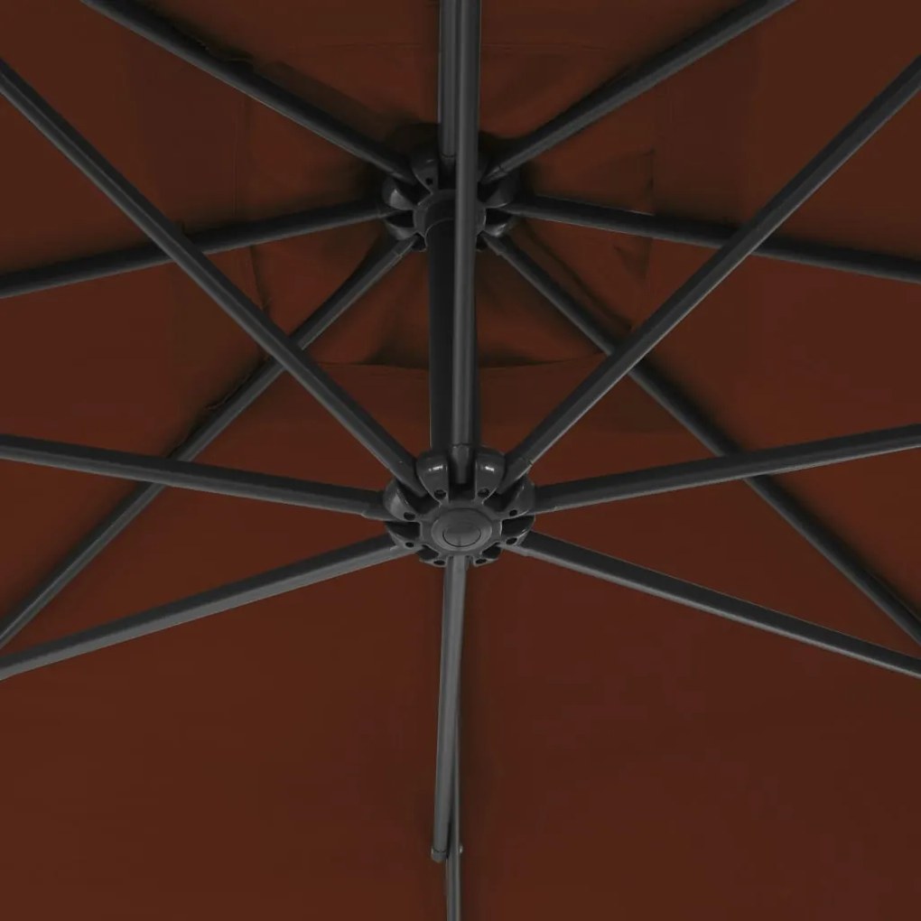 Guarda-sol jardim cantilever c/ poste aço 250x250 cm terracota