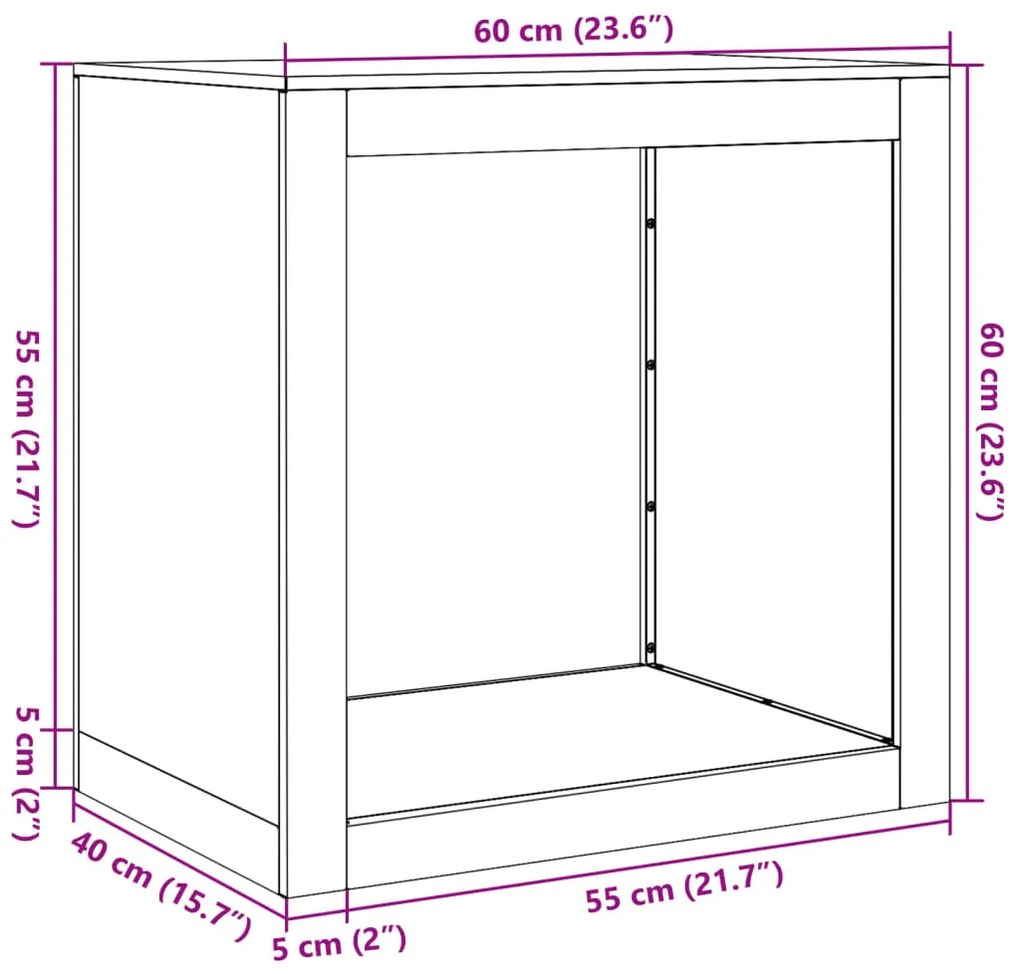 Suporte para lenha 60x40x60 cm aço corten