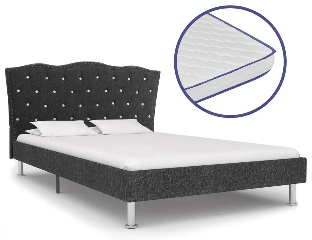 vidaXL Cama c/ colchão espuma memória 140x200cm tecido cinzento escuro