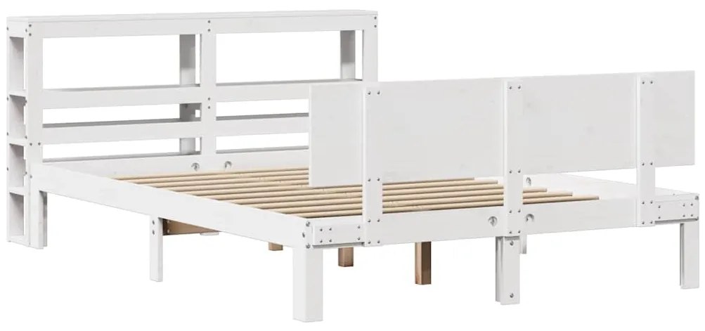 Estrutura cama c/ cabeceira 135x190 cm pinho maciço branco
