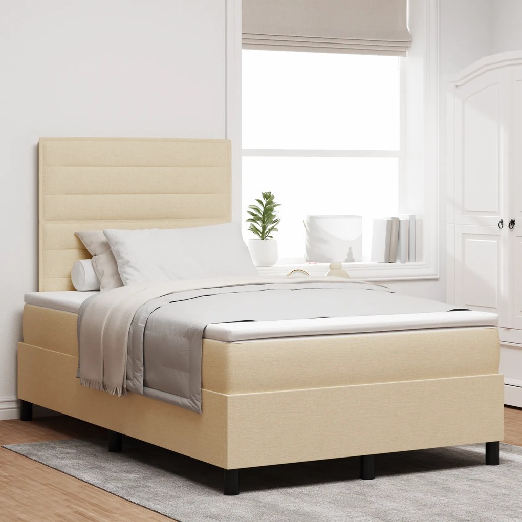 Cama Box com Colchão Creme 120x200 cm Tecido