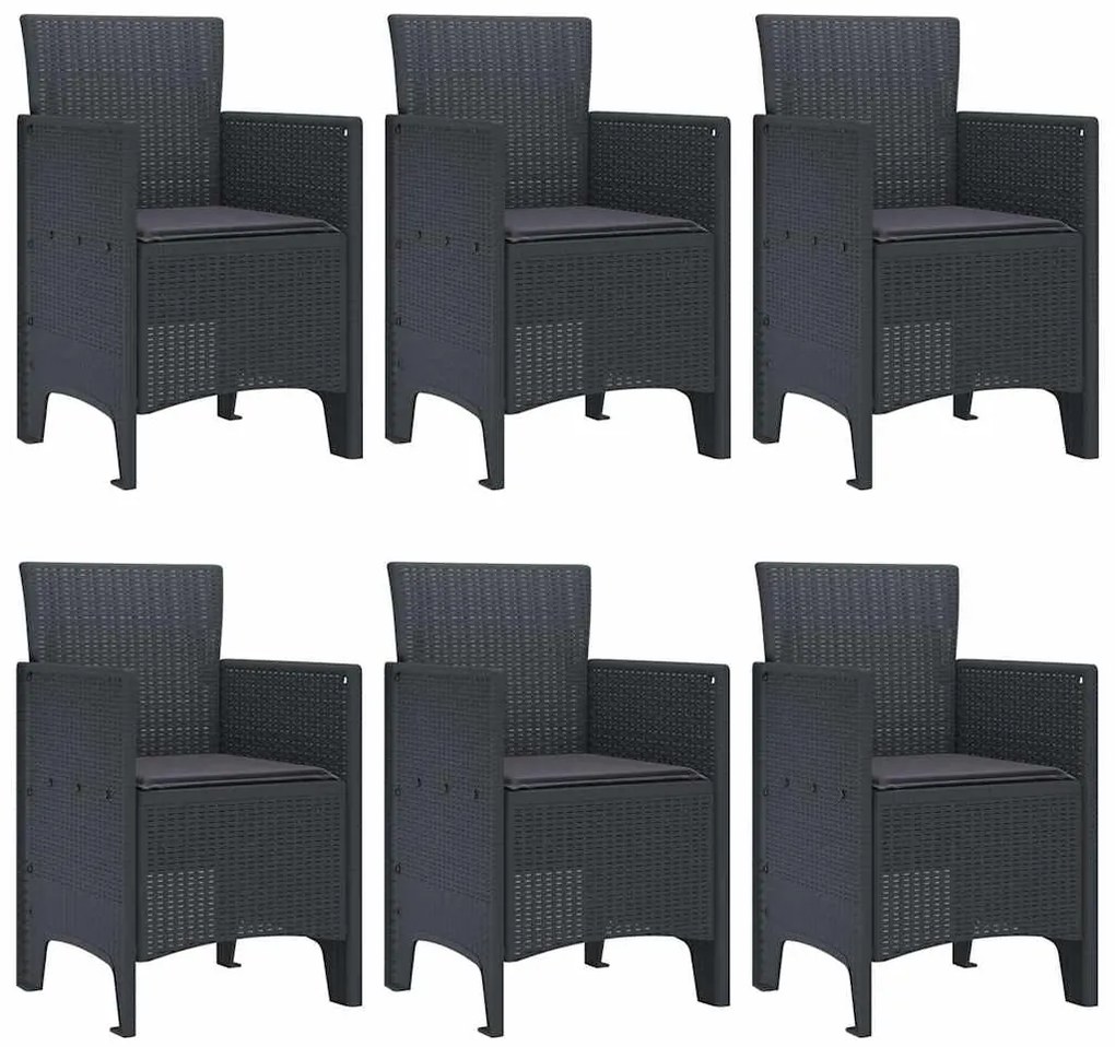 Conjunto de Jantar para Jardim 7 pcs Antracite Ratan PE