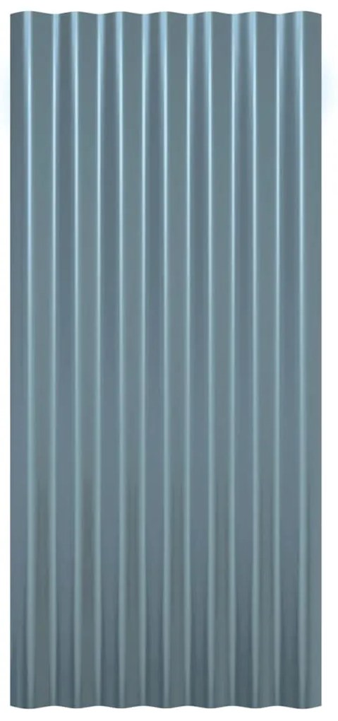 Painéis de telhado 12 pcs 80x36 cm aço revestido a pó cinzento