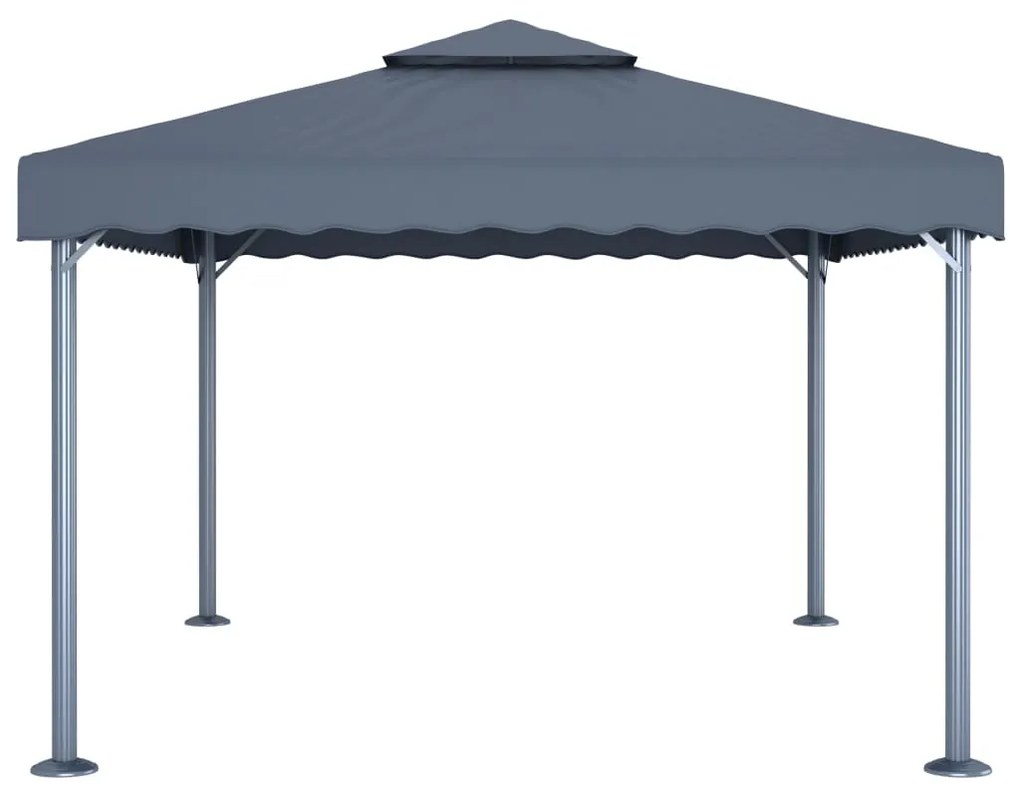 Gazebo com cordões de luzes LED 400x300 cm alumínio antracite