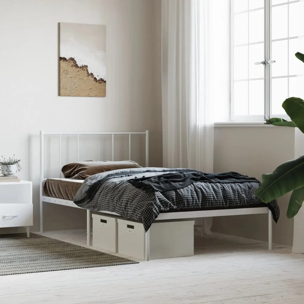 Estrutura de cama sem colchão com cabeceira 75x190 cm branco