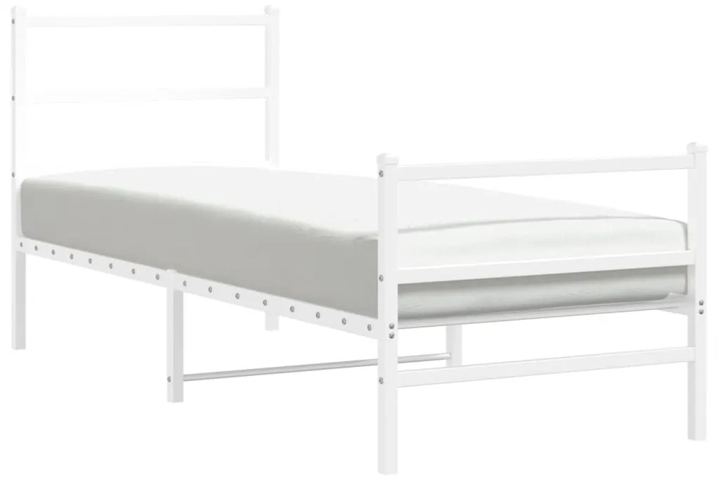 Estrutura de cama com cabeceira e pés 75x190 cm metal branco