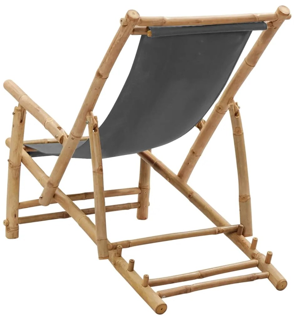 Cadeira de terraço de bambu e lona cinzento-escuro
