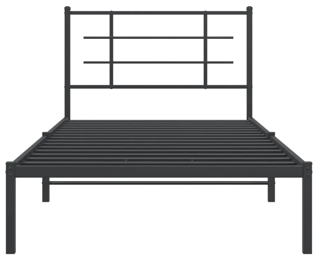 Estrutura de cama com cabeceira 107x203 cm metal preto