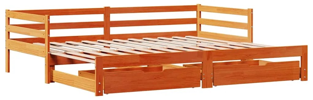 Sofá-cama com gavetão e gavetas 80x200 cm madeira de pinho