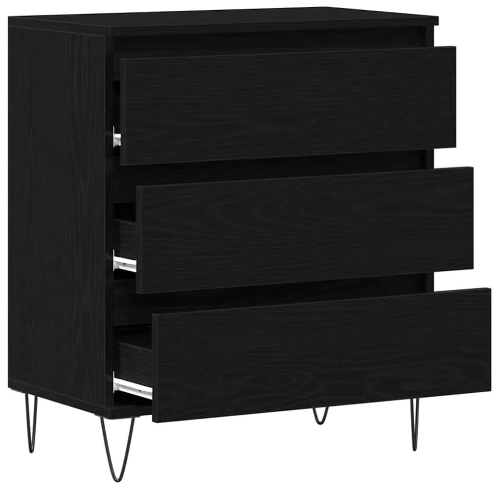 Aparador vidaXL com Gavetas Preto Carvalho 60x35x70 cm Madeira de Enge