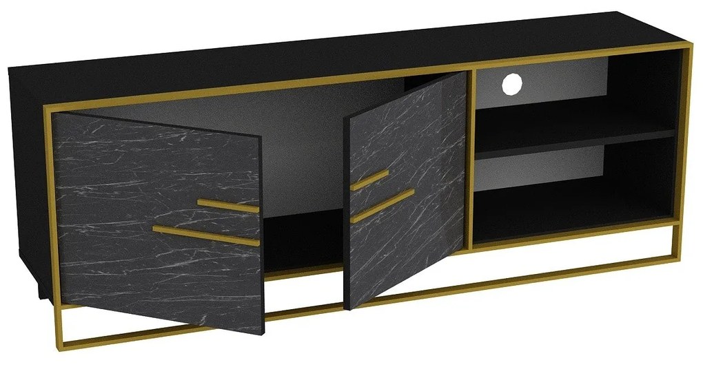 Móvel de TV Polka – Ouro Preto – 160 cm x 56,6 cm x 38,5 cm