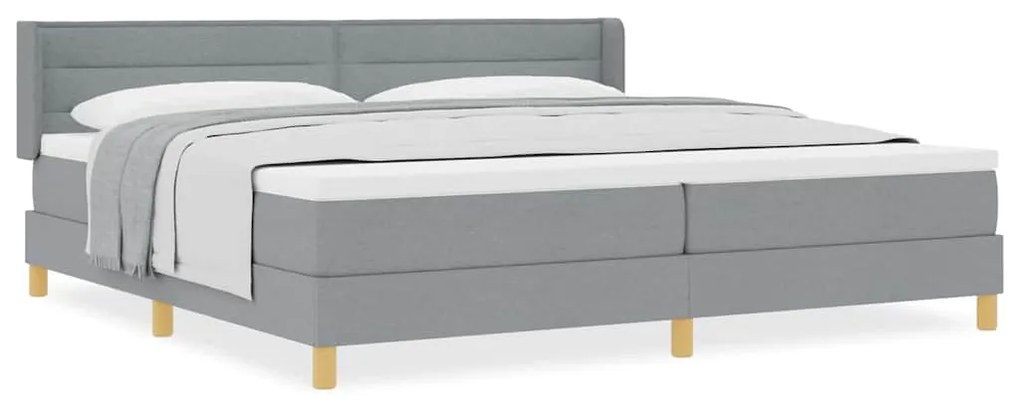 Cama Box com Colchão Cinza Claro - 200 x 200 cm, Têxtil.