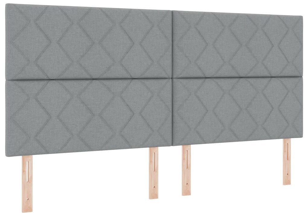 Cabeceira Design de Blocos de Diamante Cinza Claro 200 cm Tecido