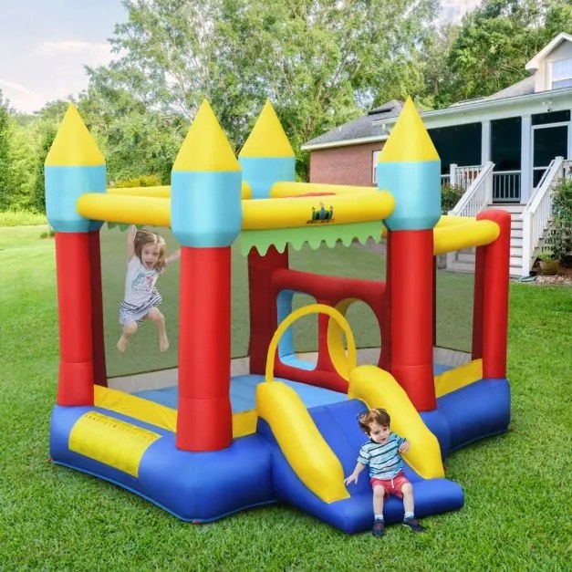 Castelo insuflável com piscina com 100 bolas, escorrega, brinquedo perfeito para crianças com compressor, 301 x 313 x 245 cm Multicolorido