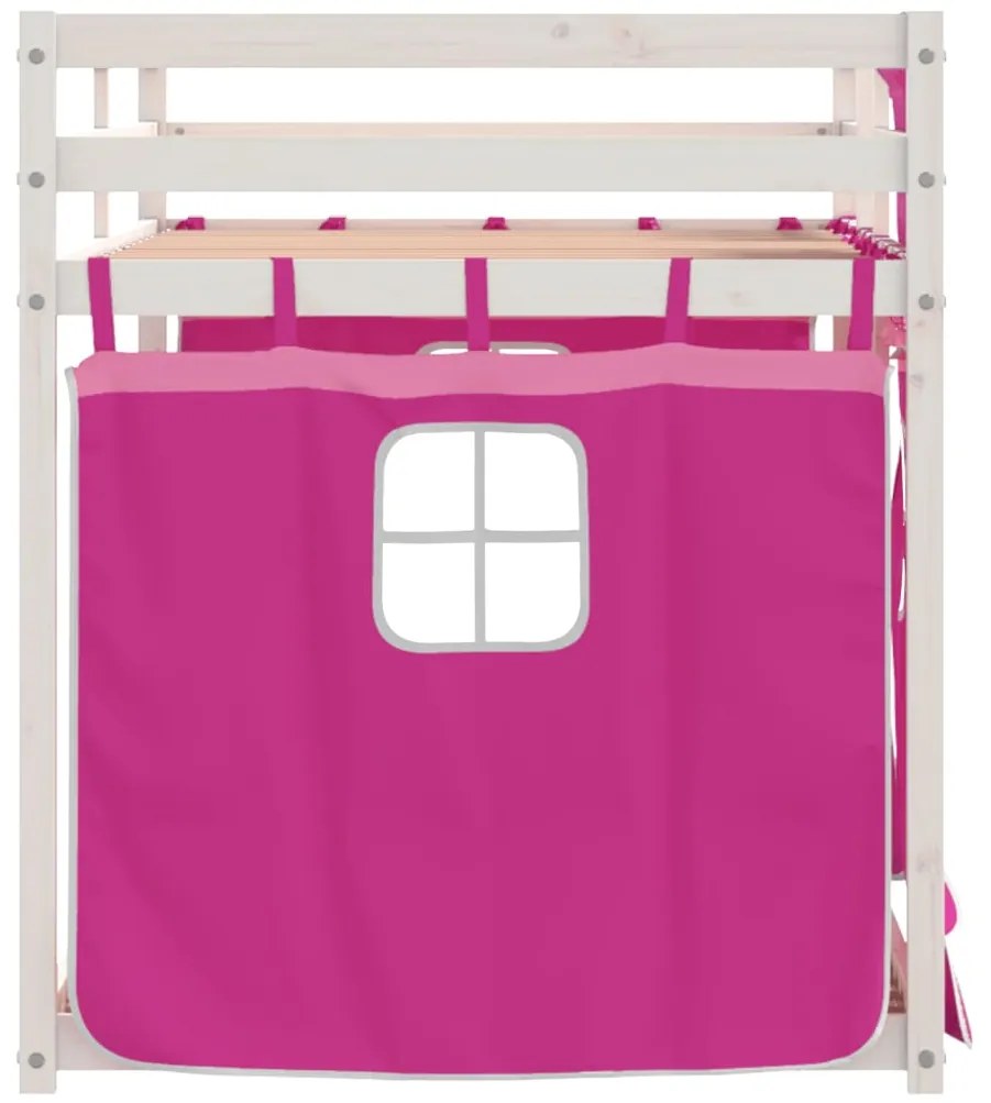 Beliche com cortinas 75x190 cm madeira de pinho maciça rosa