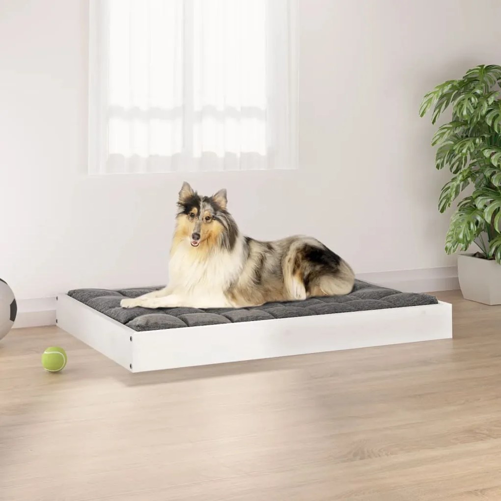 820862 vidaXL Cama para cães 91,5x64x9 cm madeira de pinho maciça branco