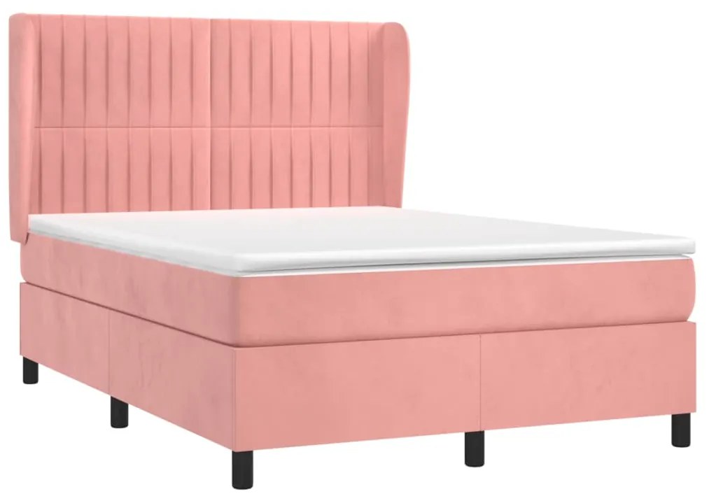 Cama com molas/colchão 140x190 cm veludo rosa