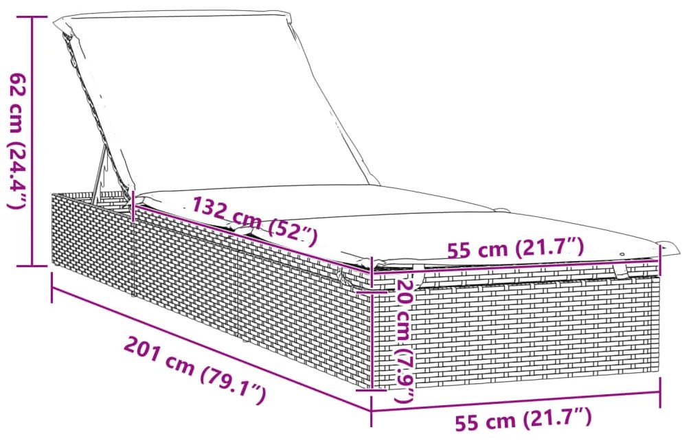 Espreguiçadeira com mesa vime PE cinza