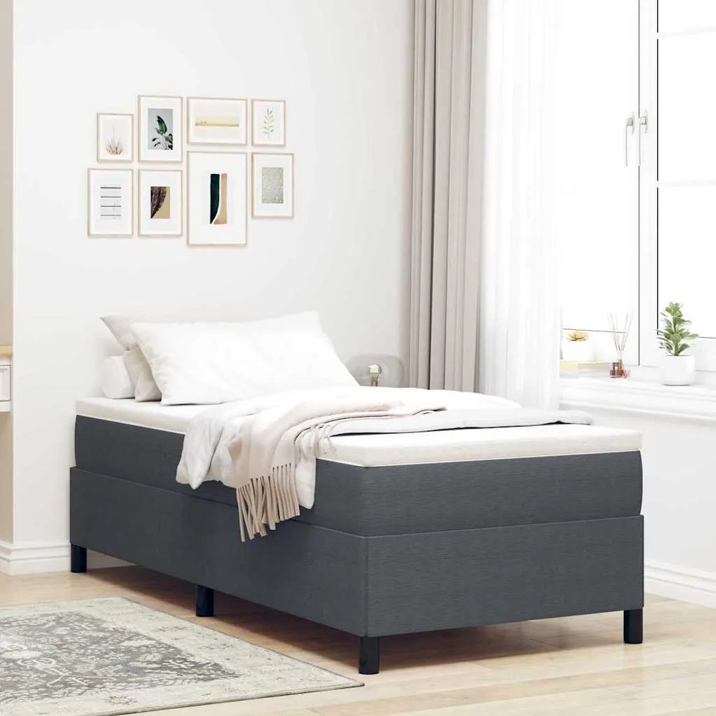 Cama vidaXL Cinza Escuro 100x200 cm em Tecido Corduroy