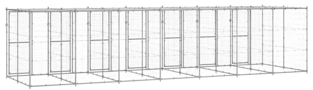 Canil de exterior com telhado 16,94 m² aço galvanizado