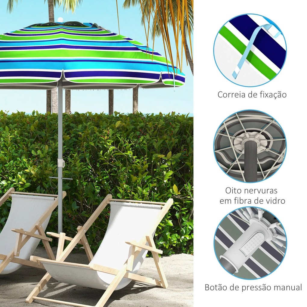 Chapéu de Sol de Praia Ø178x205 cm Chapéu de Sol para Terraço com Incl
