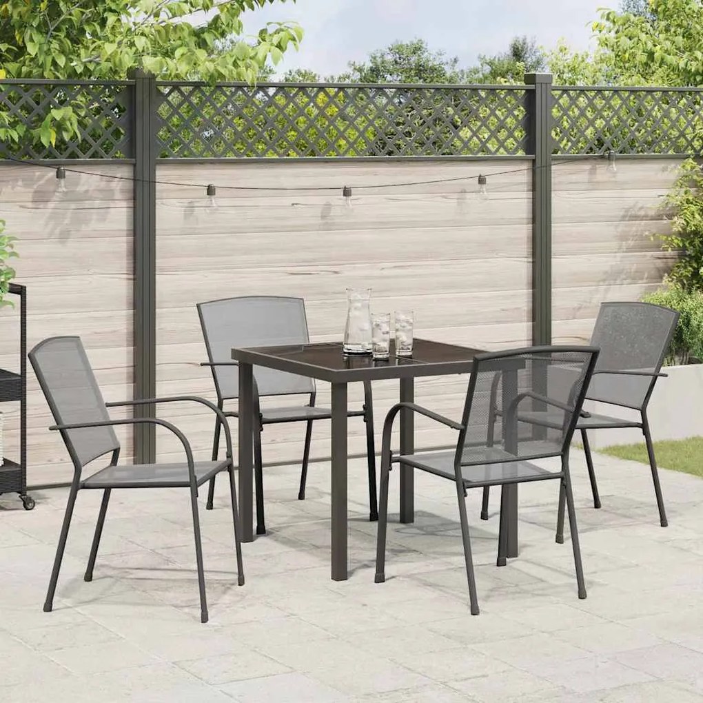 Conjunto de Jantar de Jardim com 5 Peças em Aço Antracite