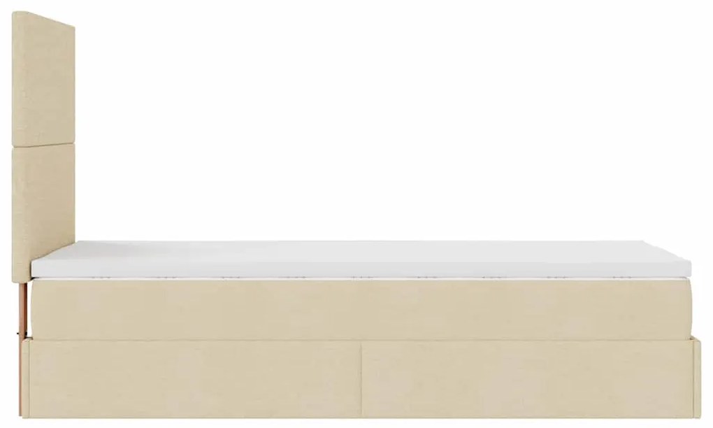 Cama otomana com colchão 90x200 cm tecido creme